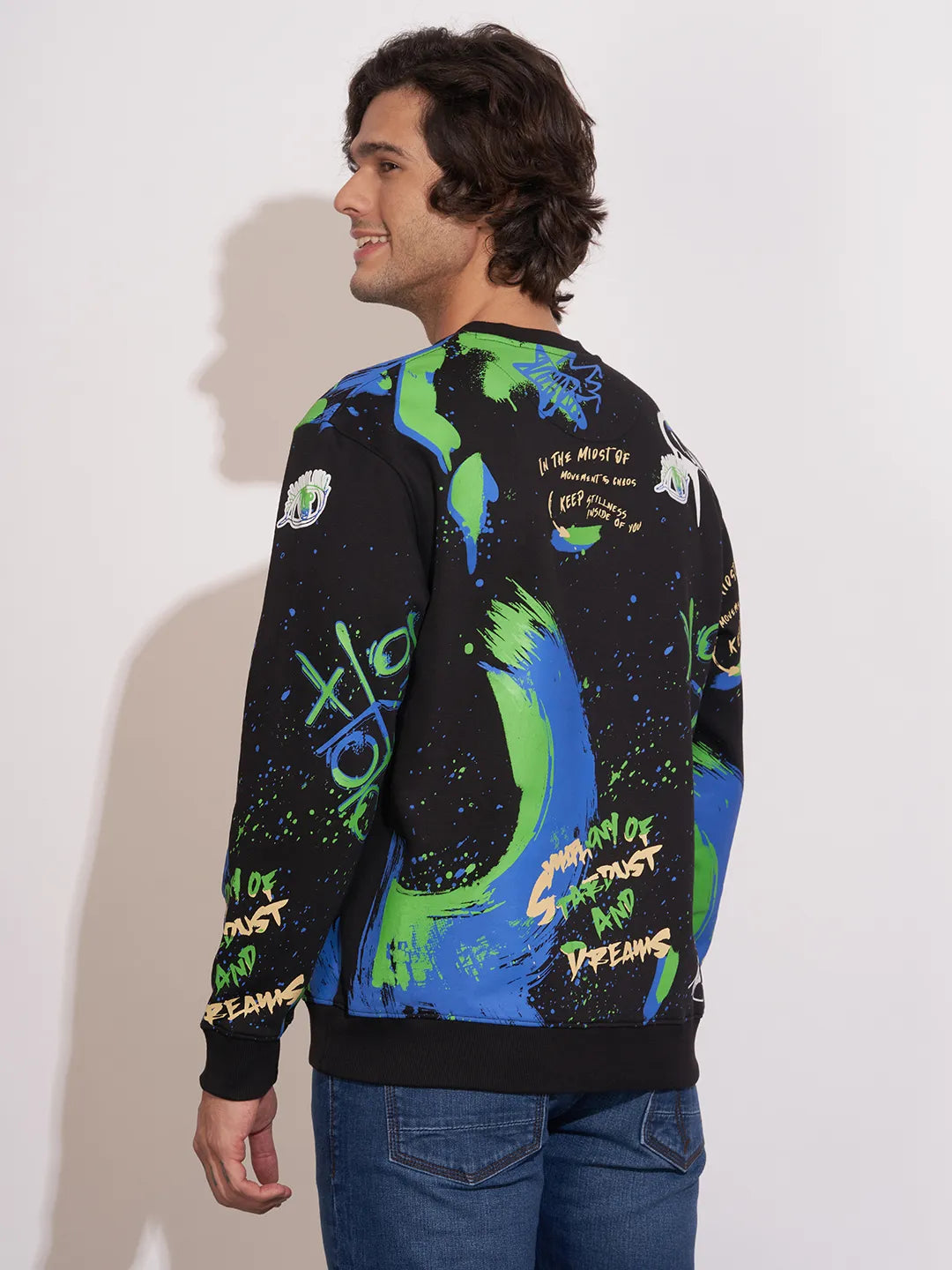 Being Human Black Relaxed Fitround Neck Sweatshirt For Men