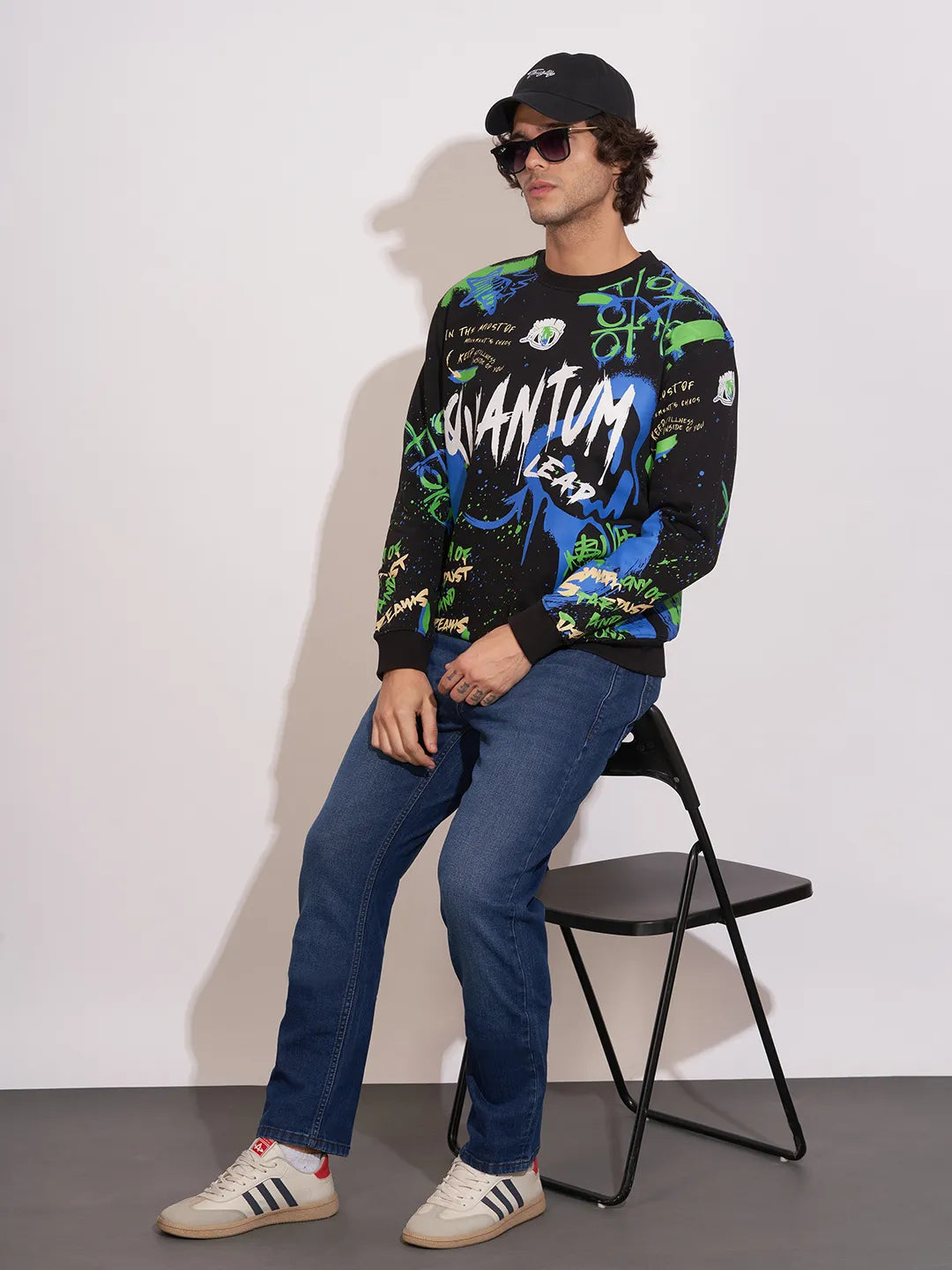 Being Human Black Relaxed Fitround Neck Sweatshirt For Men