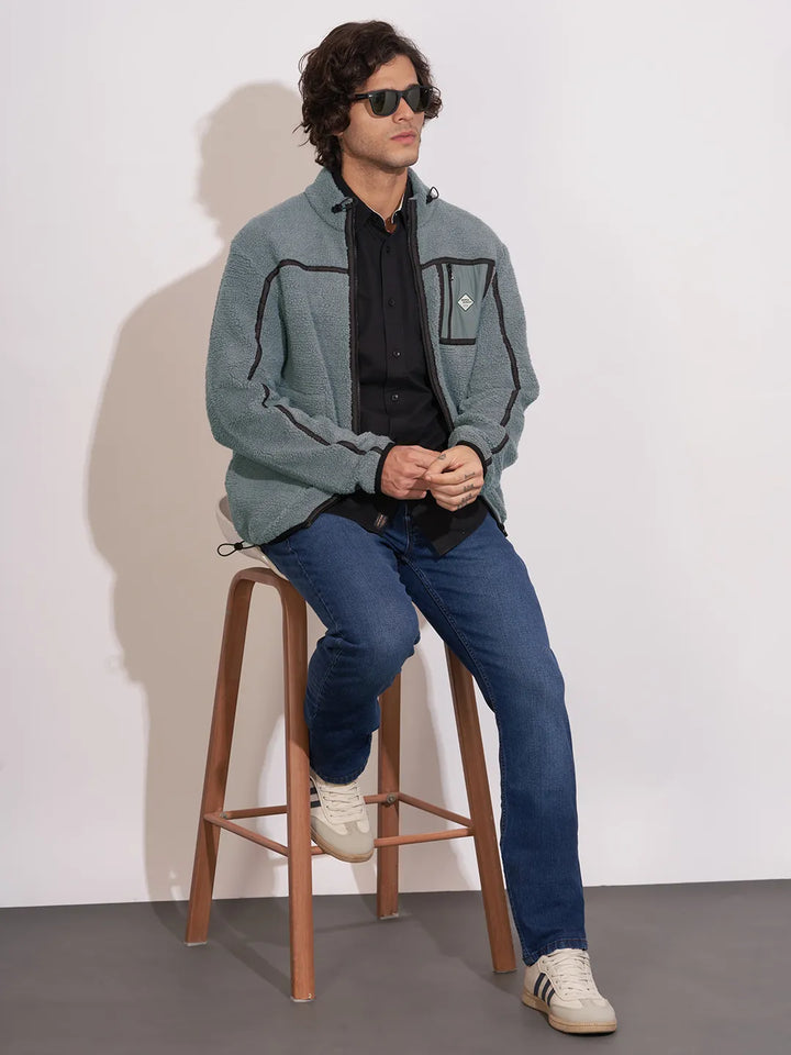Grey Regular Fit Round Neck Men's Sweatshirt