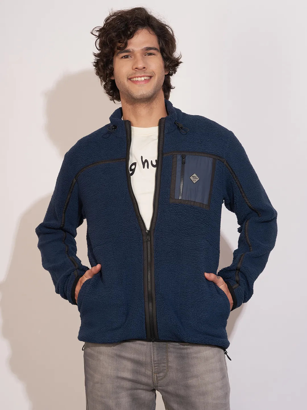 Being Human Navy Regular Fitround Neck Sweatshirt For Men