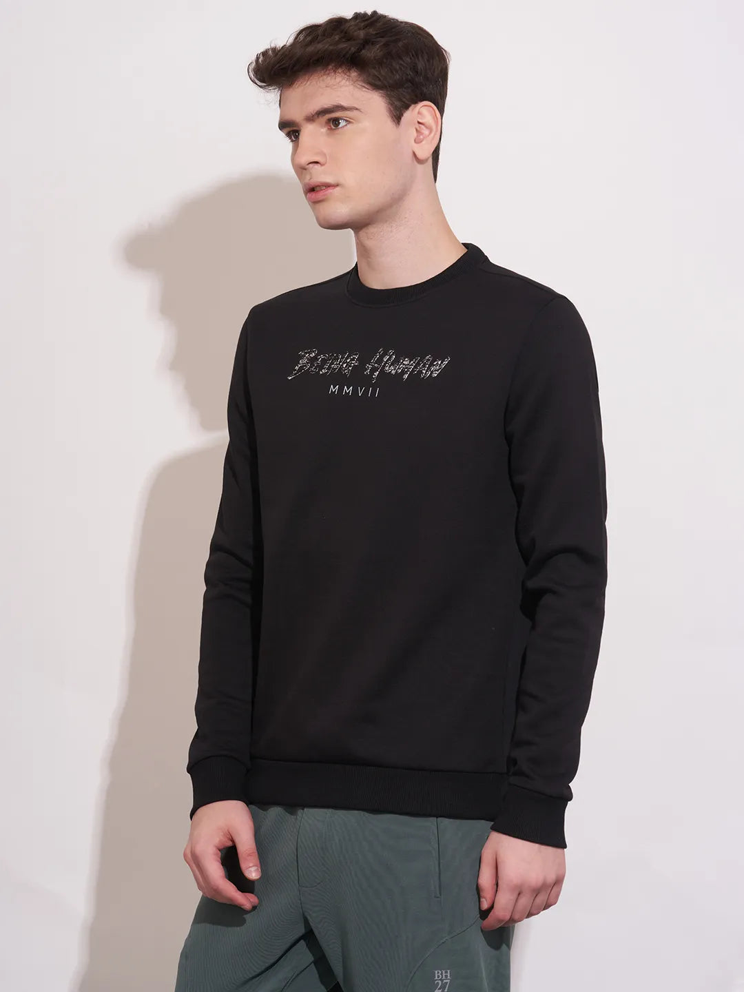 Being Human Black Regular Fitround Neck Sweatshirt For Men