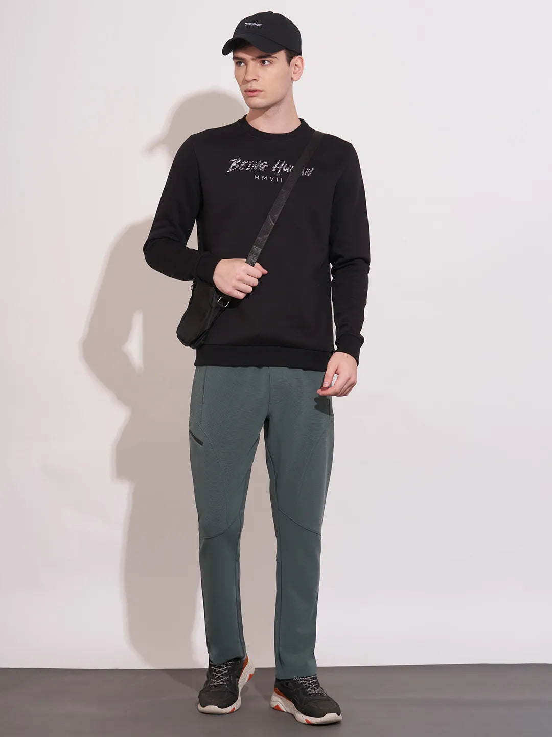 Being Human Black Regular Fitround Neck Sweatshirt For Men