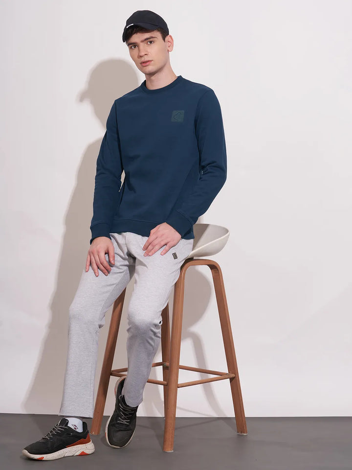Navy Regular Fit Round Neck Men's Sweatshirt