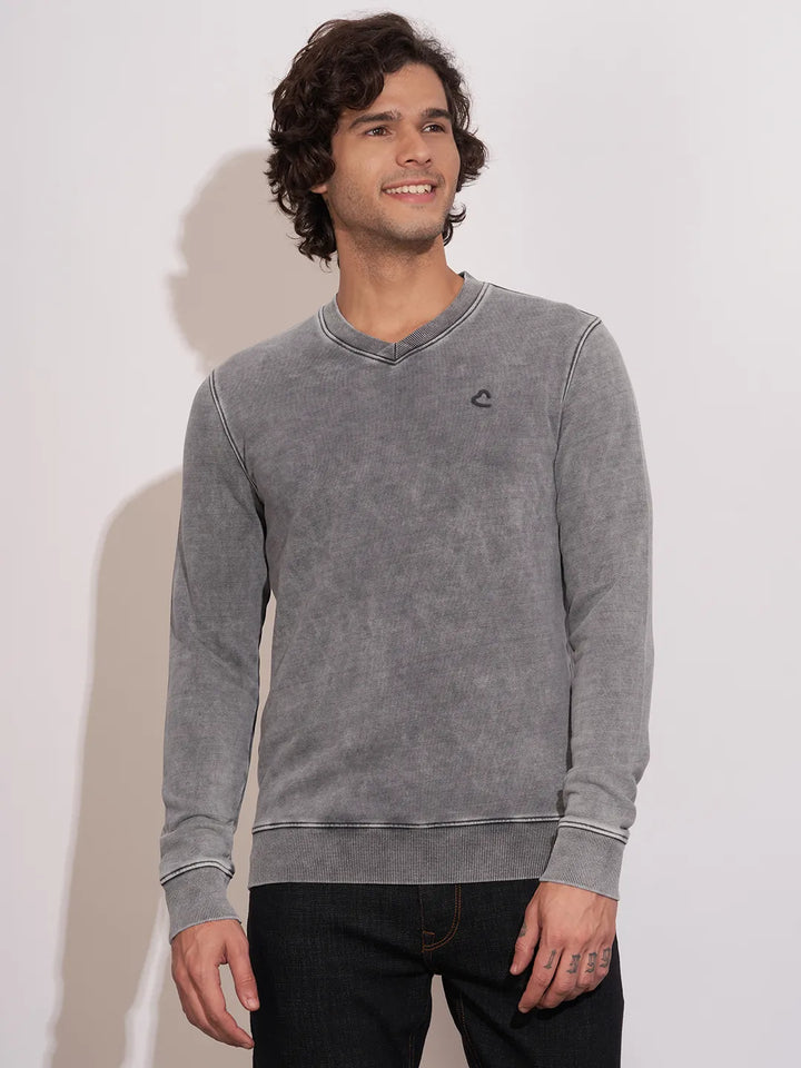 Black Regular Fit Round Neck Men's Sweatshirt by Being Human Clothing