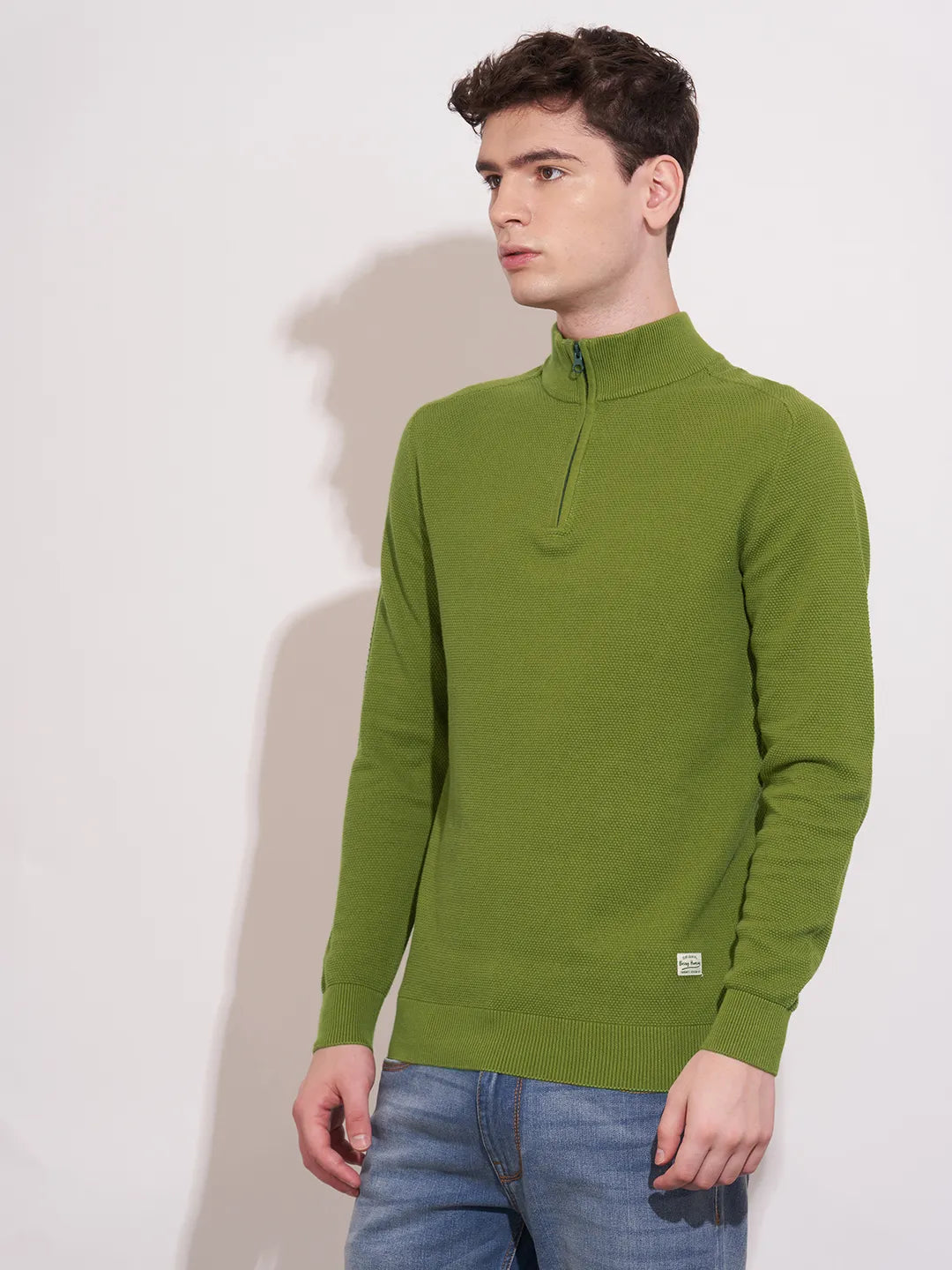 Being Human Green Regular Fitround Neck Sweatshirt For Men