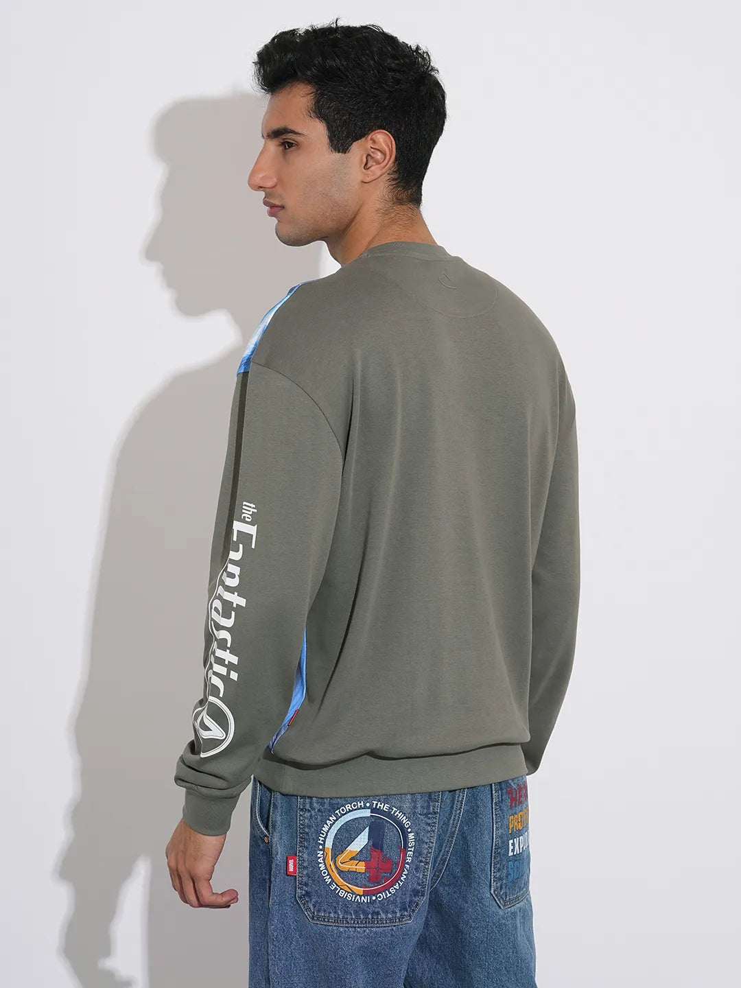 Fantastic Four Silver Surfer Printed Drop-Shoulder Sweatshirt By Being Human