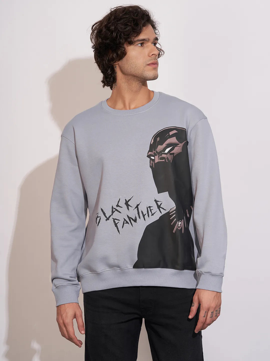 Being Human Grey Relaxed Fitround Neck Sweatshirt For Men