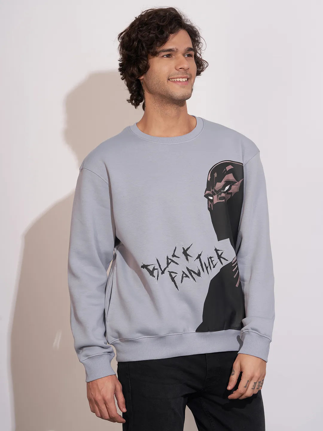 Being Human Grey Relaxed Fitround Neck Sweatshirt For Men