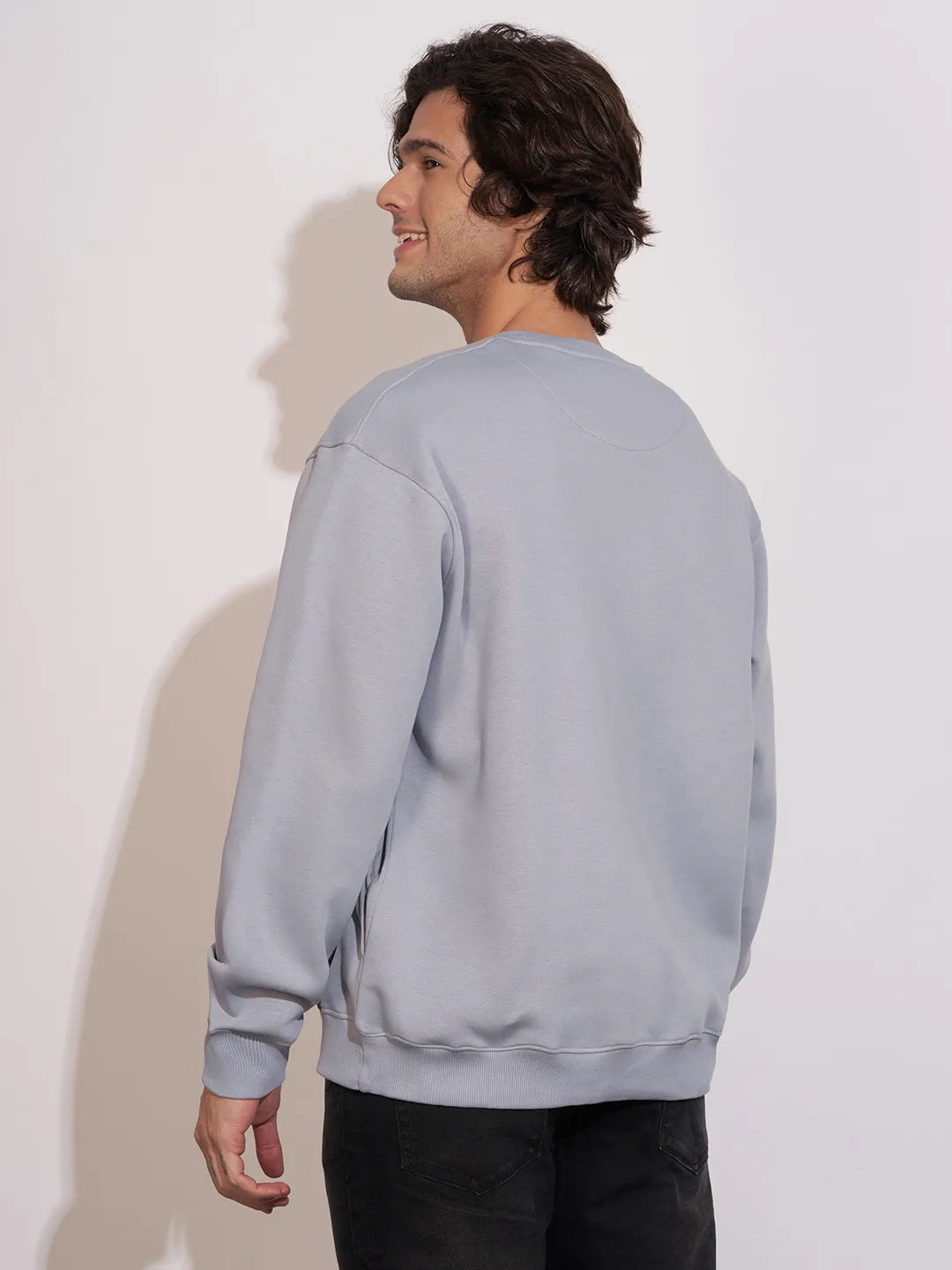 Being Human Grey Relaxed Fitround Neck Sweatshirt For Men