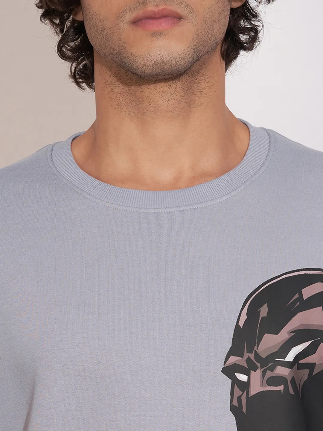 Being Human Grey Relaxed Fitround Neck Sweatshirt For Men