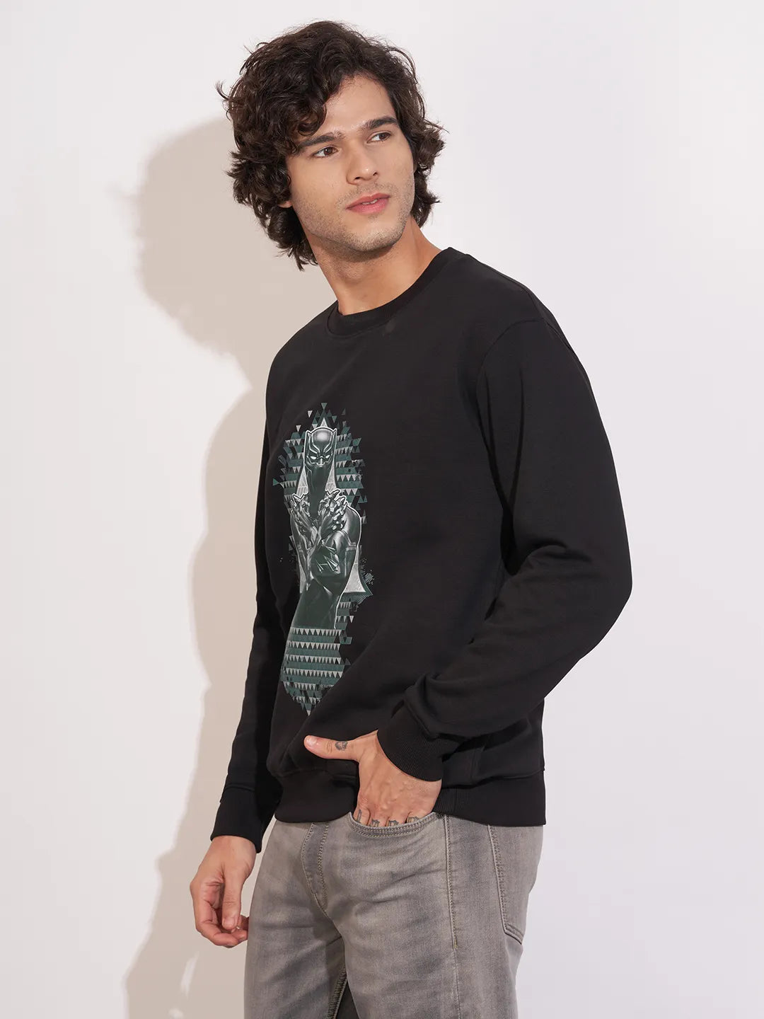 Being Human Black Relaxed Fitround Neck Sweatshirt For Men
