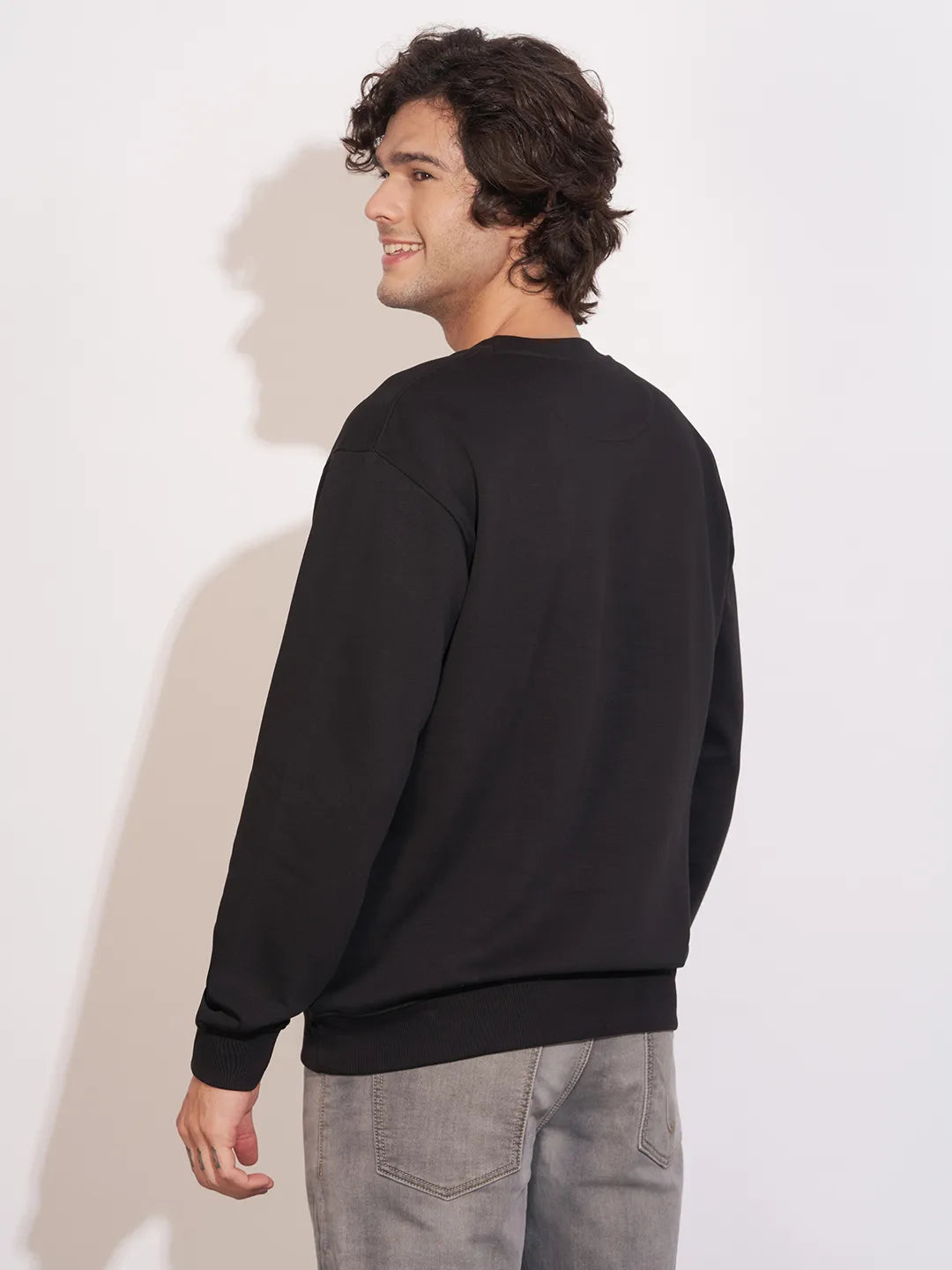 Being Human Black Relaxed Fitround Neck Sweatshirt For Men