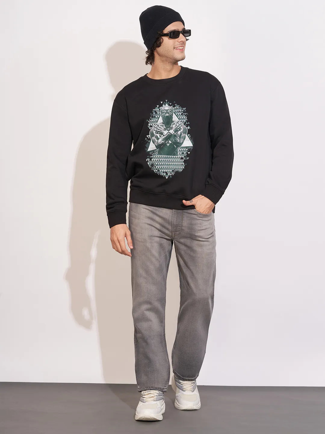 Being Human Black Relaxed Fitround Neck Sweatshirt For Men