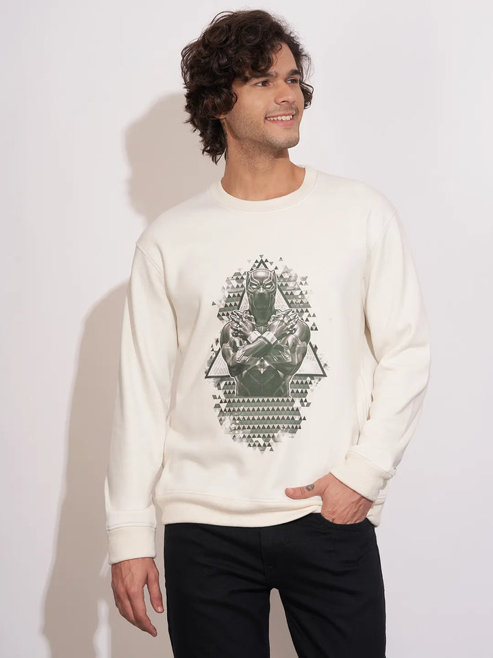 White Easy Fit Round Neck Men's Sweatshirt by Being Human Clothing