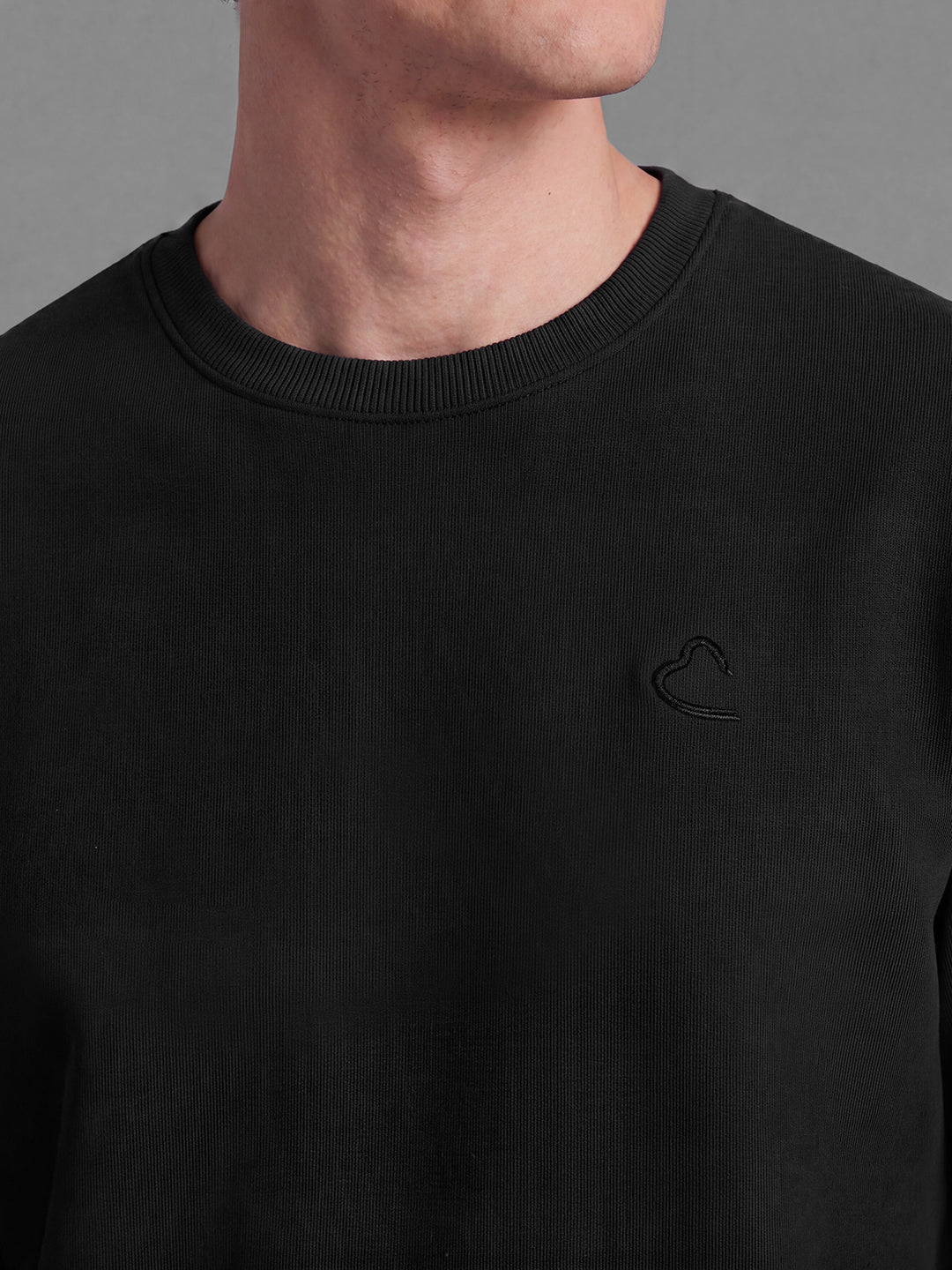 Black Regular Fit Cotton Blend Long Sleeves Crew Neck Men's Sweatshirt by Being Human Clothing