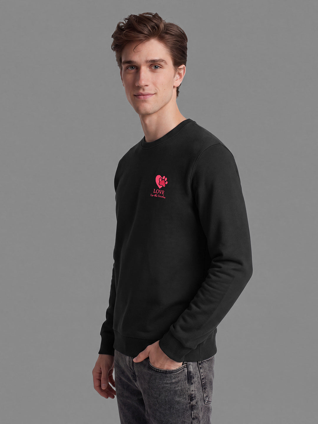 Black Regular Fit Cotton Long Sleeves Crew Neck Men's Sweatshirt by Being Human Clothing