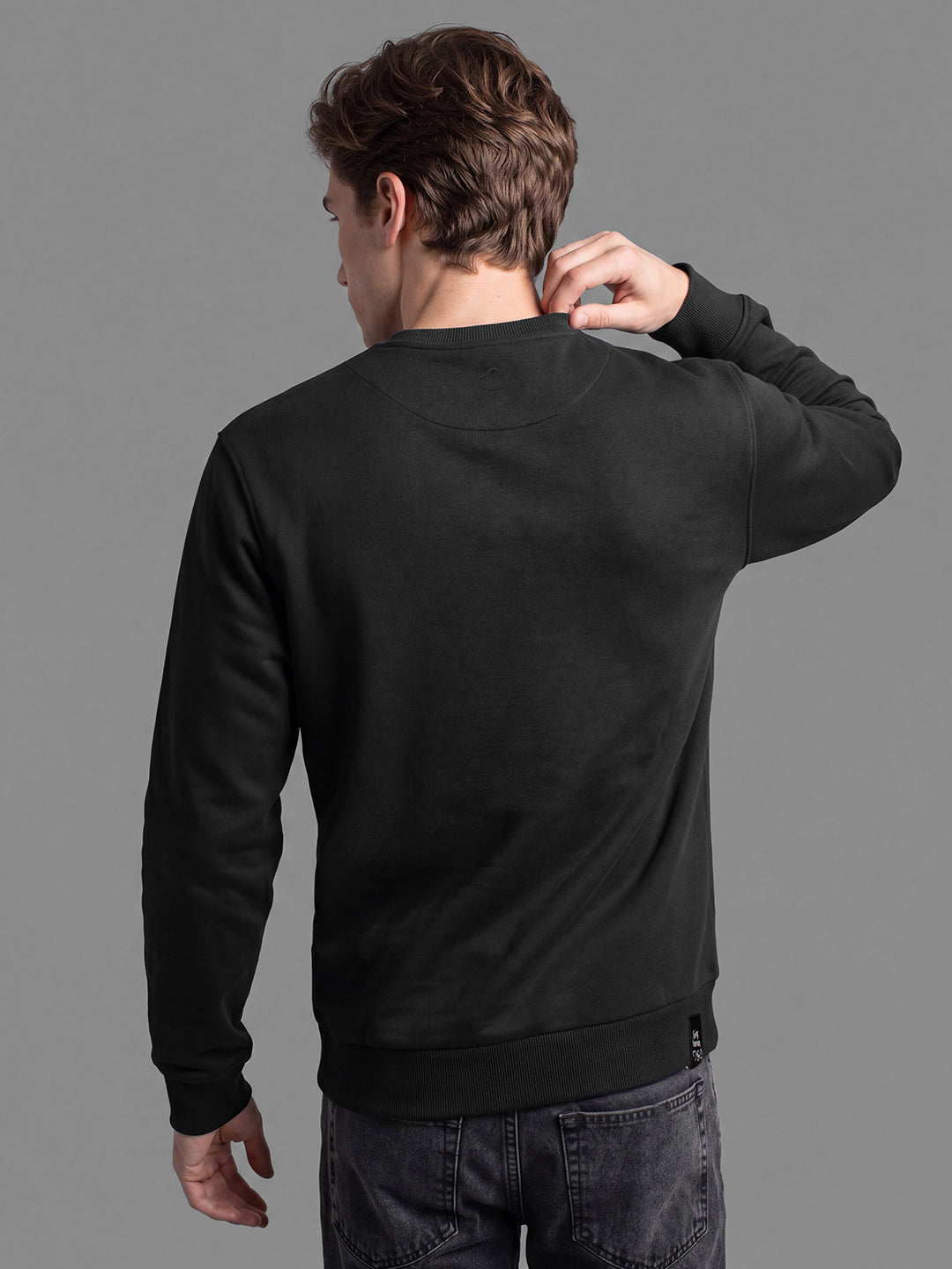 Black Regular Fit Cotton Long Sleeves Crew Neck Men's Sweatshirt by Being Human Clothing