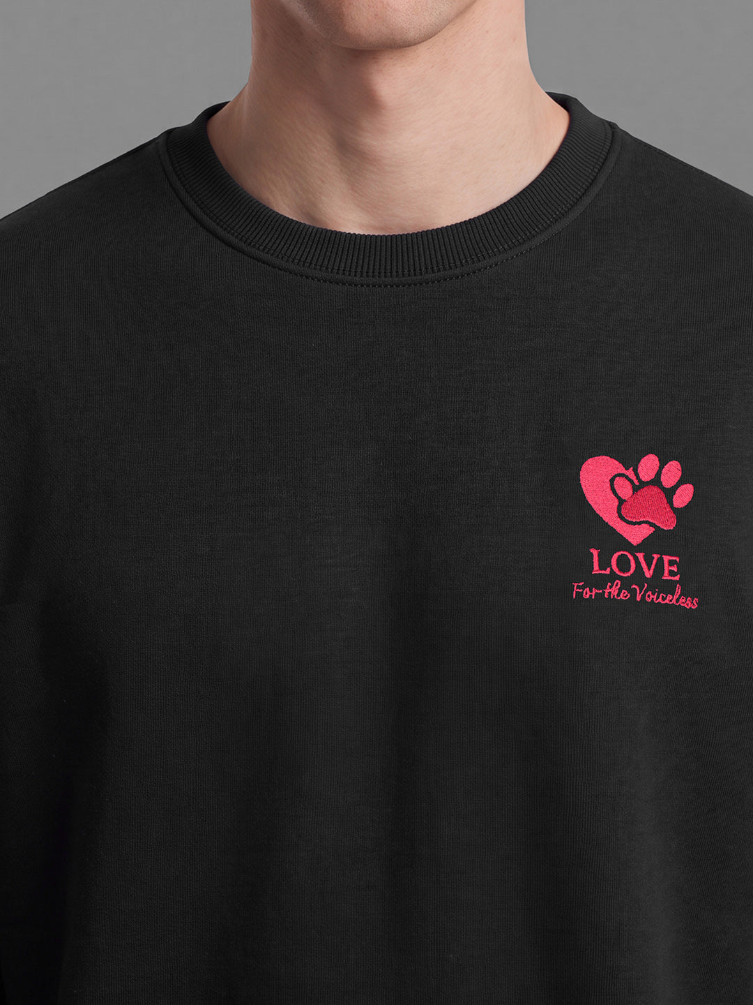 Black Regular Fit Cotton Long Sleeves Crew Neck Men's Sweatshirt by Being Human Clothing
