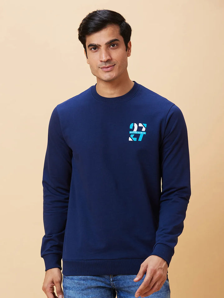 Blue Regular Fit Round Neck Long Sleeves Men's Sweatshirt by Being Human Clothing