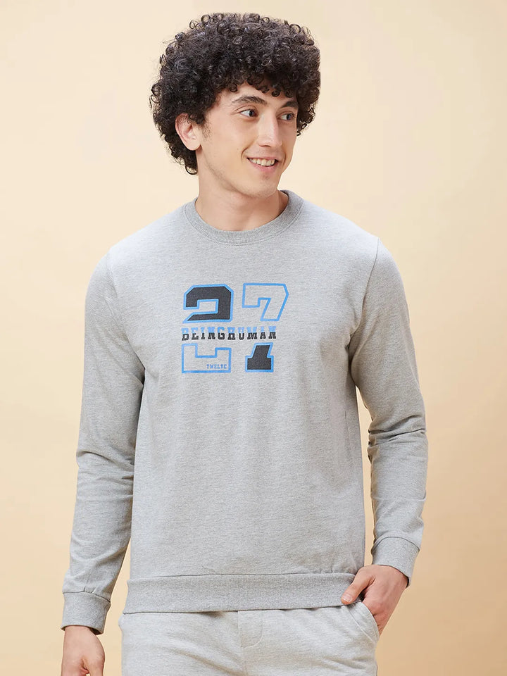 Grey Regular Fit Round Neck Long Sleeves Men's Sweatshirt by Being Human Clothing