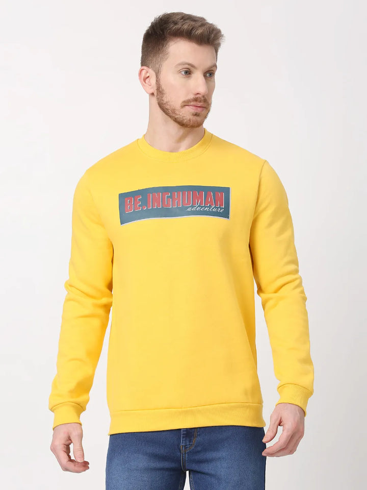 Mustard Regular Fit Men's Sweatshirt by Being Human Clothing