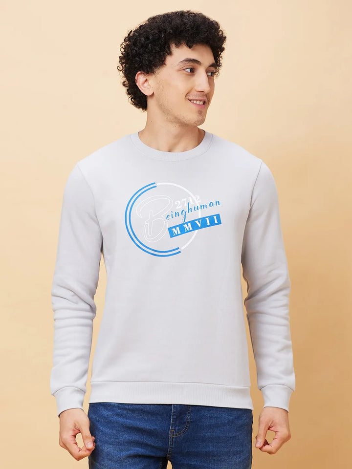 Grey Regular Fit Round Neck Long Sleeves Men's Sweatshirt by Being Human Clothing