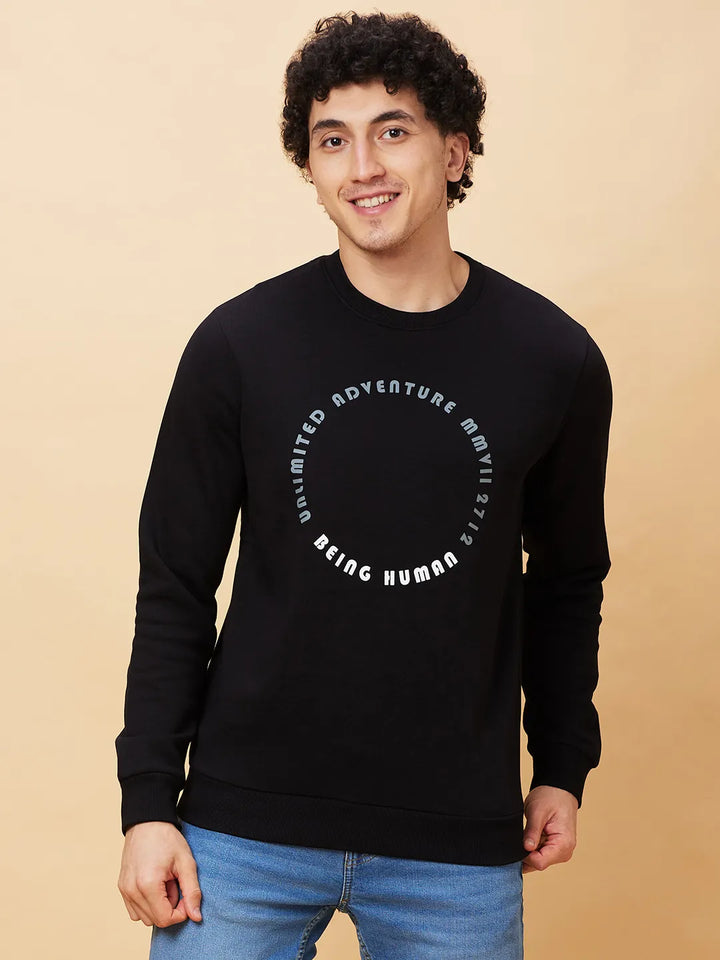 Black Regular Fit Round Neck Long Sleeves Men's Sweatshirt by Being Human Clothing
