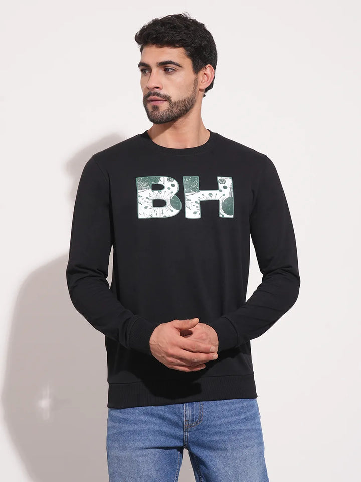 Black Regular Fit Round Neck Long Sleeves Men's Sweatshirt by Being Human Clothing