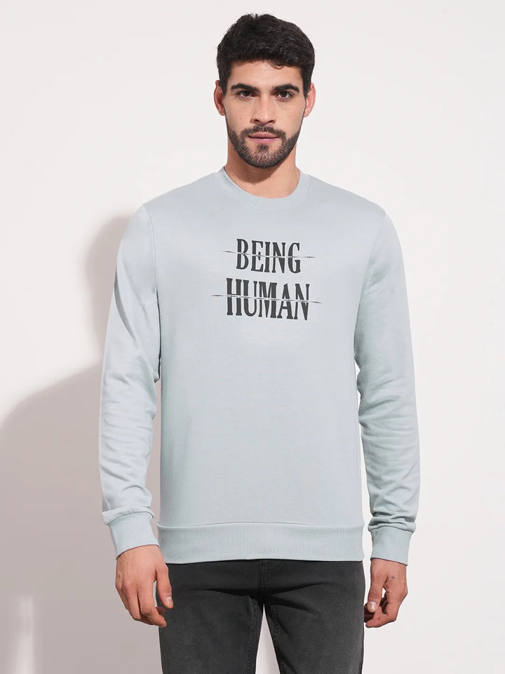 Grey Regular Fit Round Neck Men's Sweatshirt