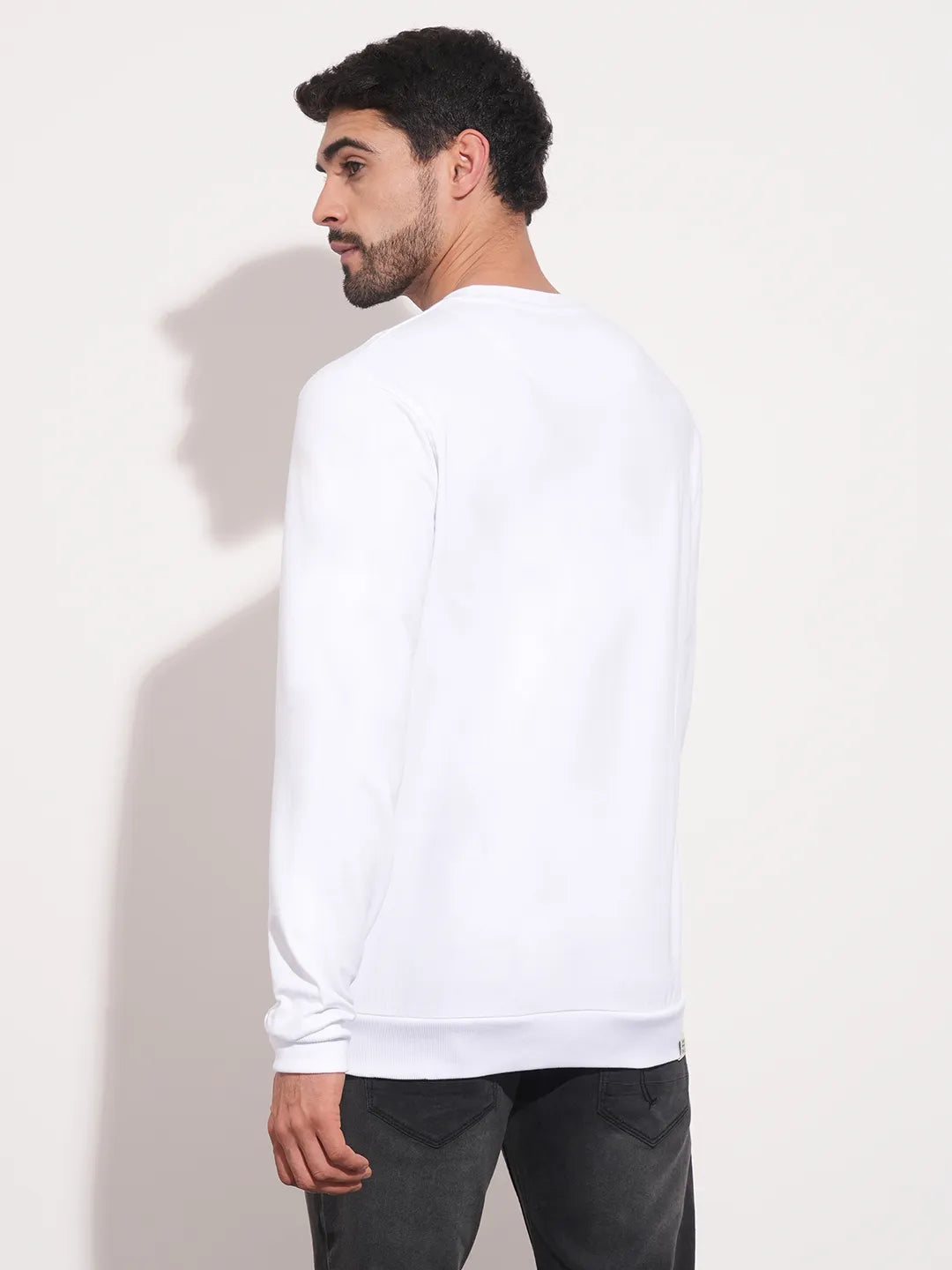 White Regular Fit Round Neck Long Sleeves Men's Sweatshirt by Being Human Clothing