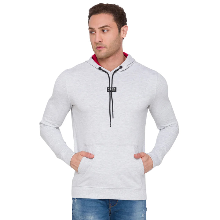 Grey Regular Fit  Long Sleeves Cotton Men's Hoodie by Being Human Clothing