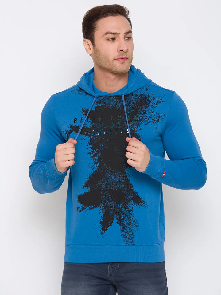 Blue Regular Fit  Long Sleeves Cotton Men's Hoodie by Being Human Clothing