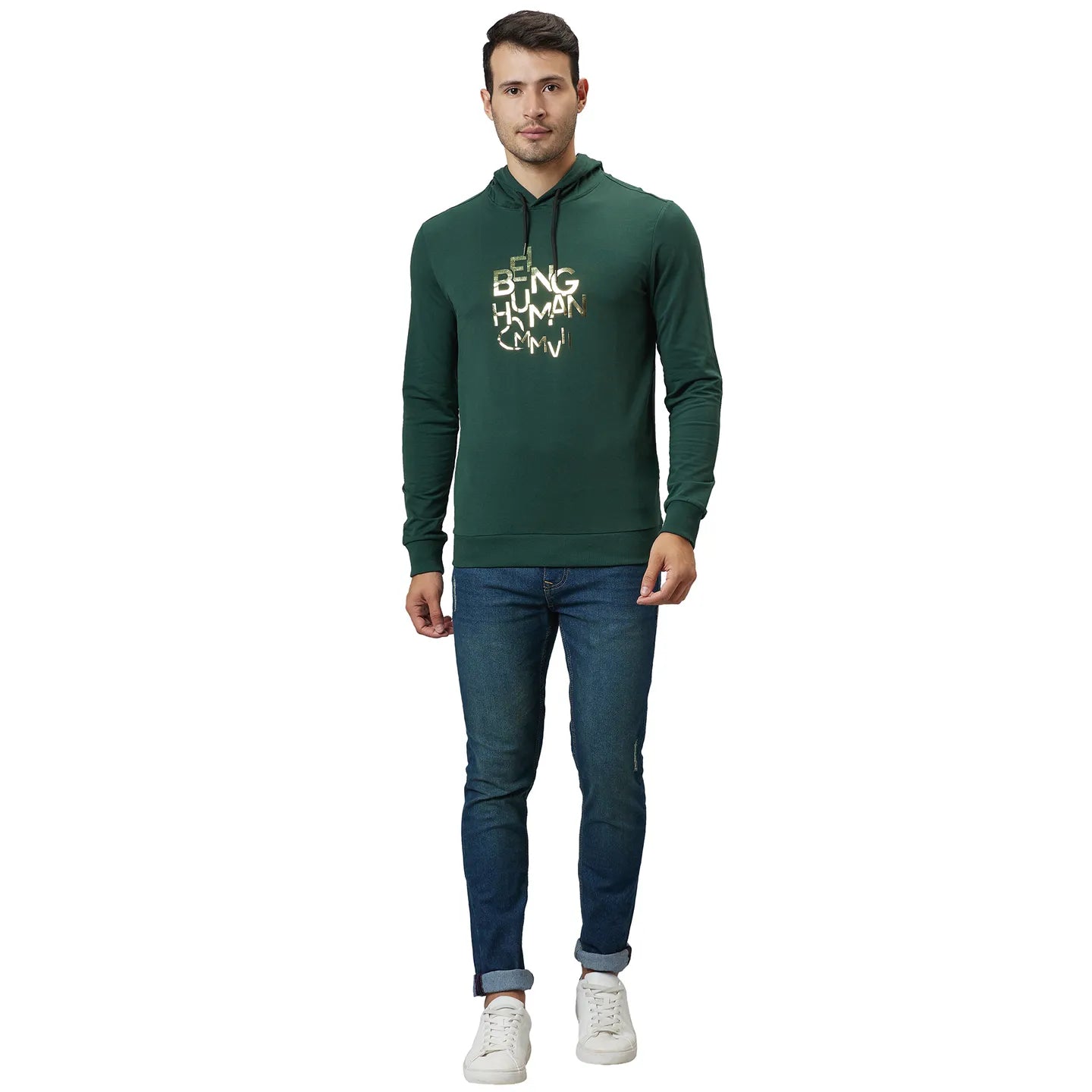 Being Human Clothing Mens-Top Hoody Bottle Green