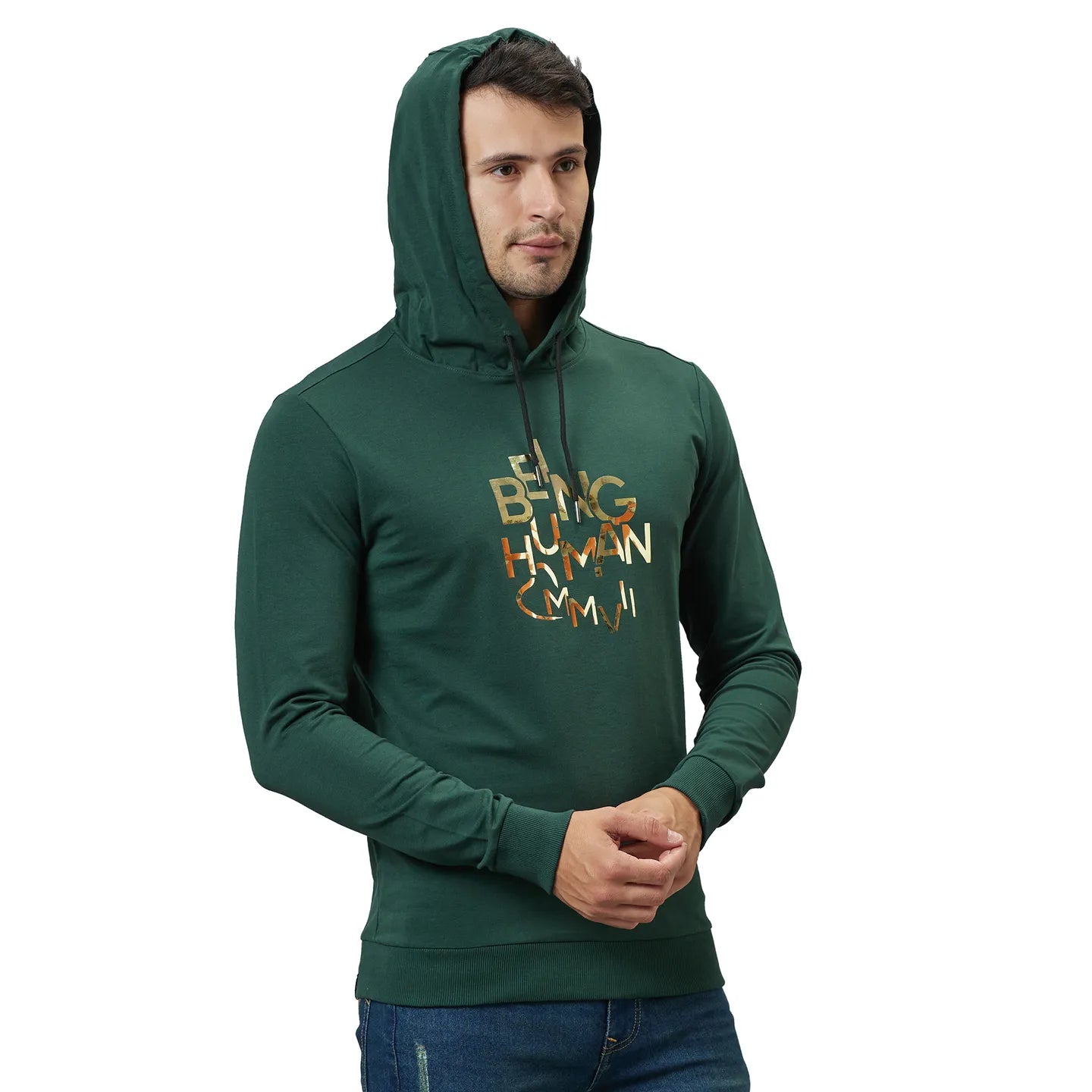 Being Human Clothing Mens-Top Hoody Bottle Green