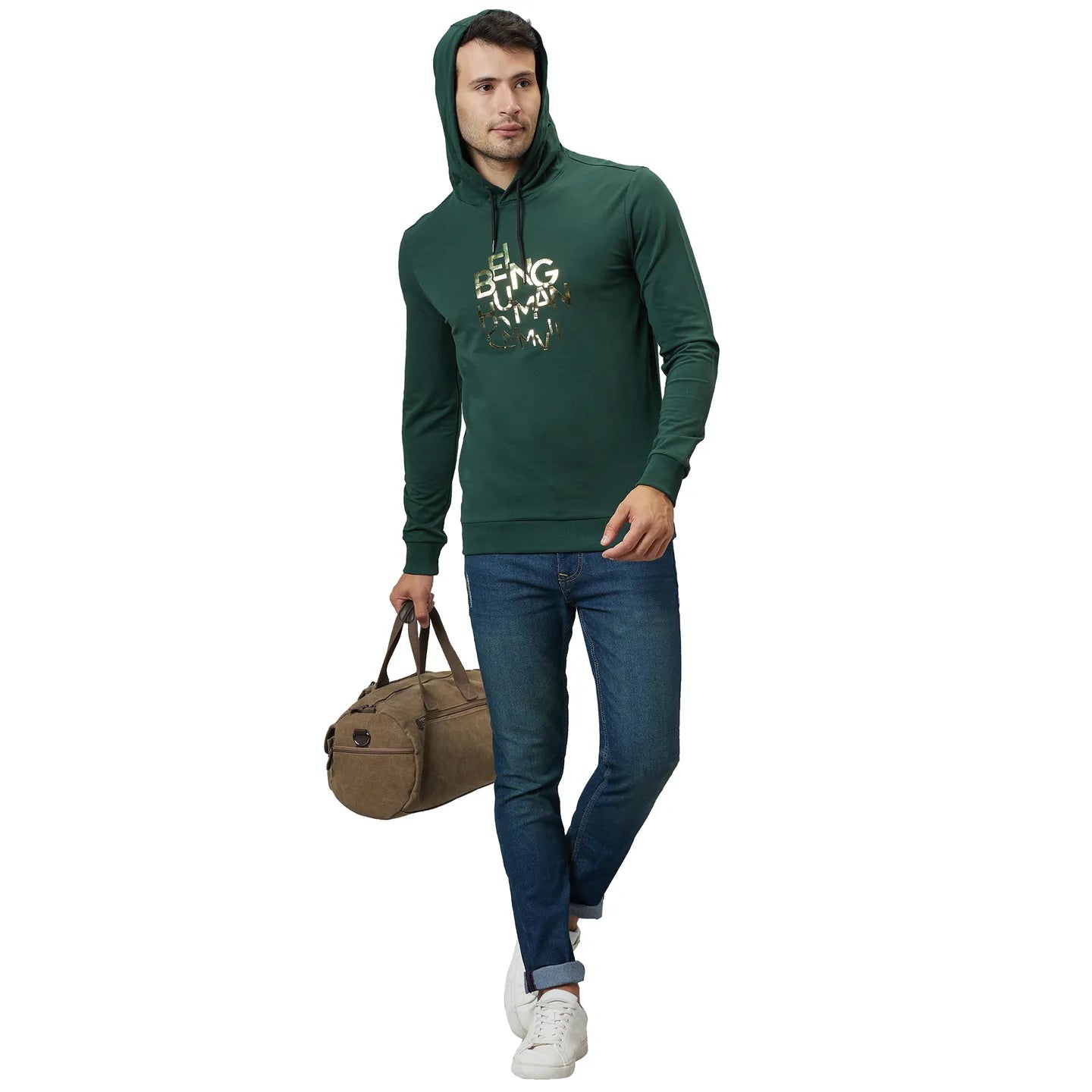 Being Human Clothing Mens-Top Hoody Bottle Green