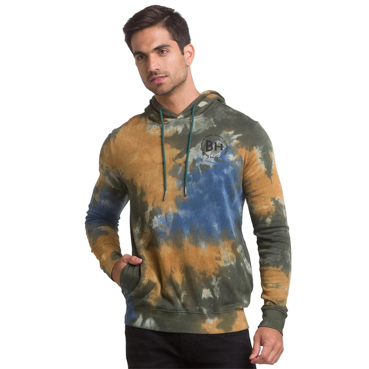Green Regular Fit  Long Sleeves Cotton Men's Hoodie
