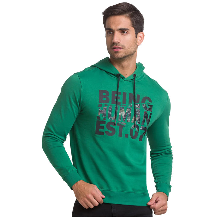 Green Regular Fit Men's Hoodie by Being Human Clothing