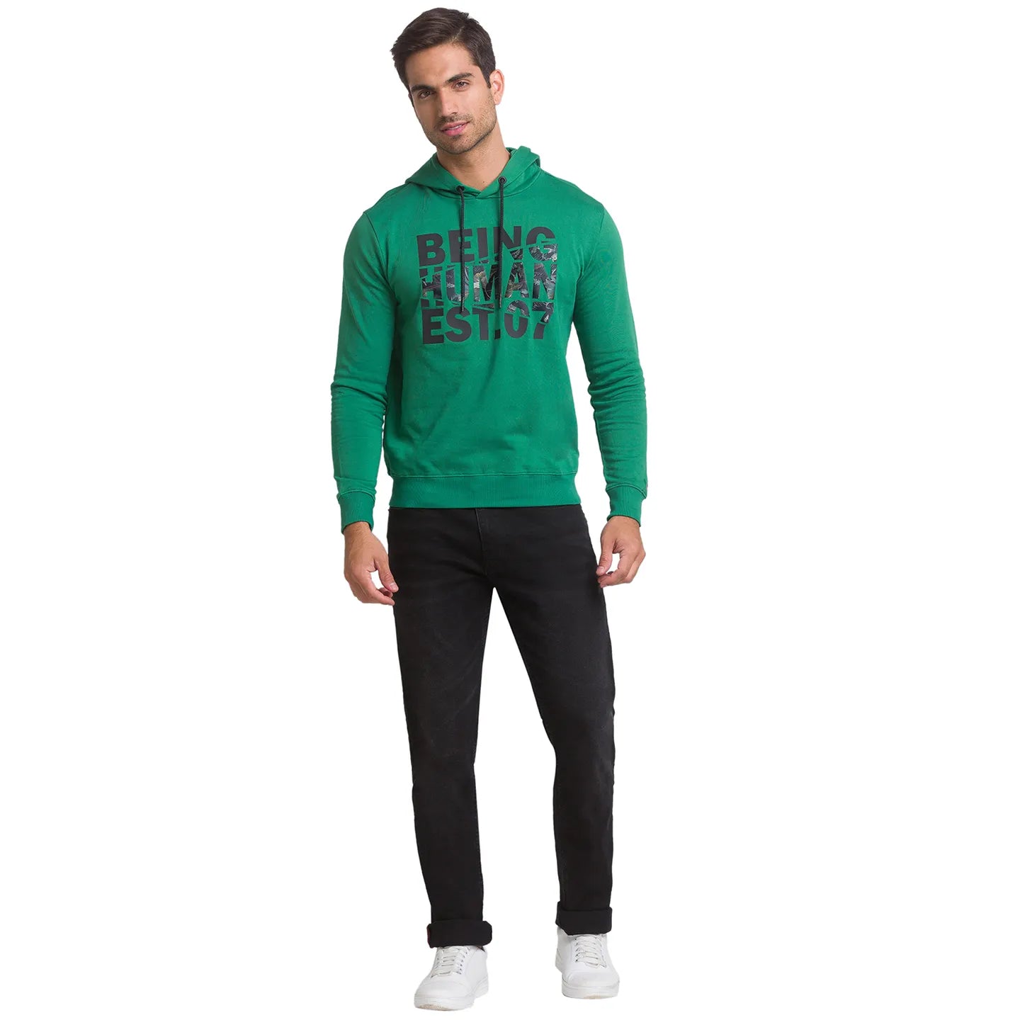 Being Human Clothing Men Regular Fit Hooded Hoody-Green