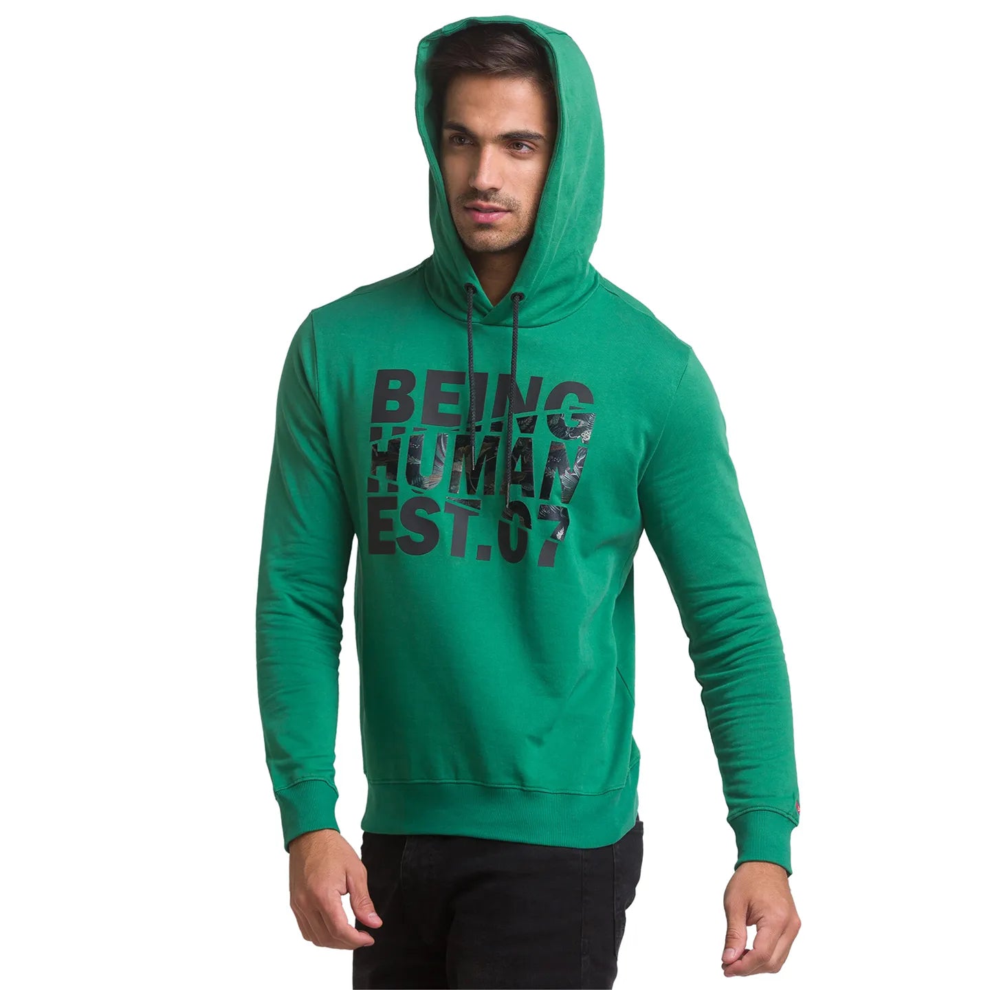 Being Human Clothing Men Regular Fit Hooded Hoody-Green