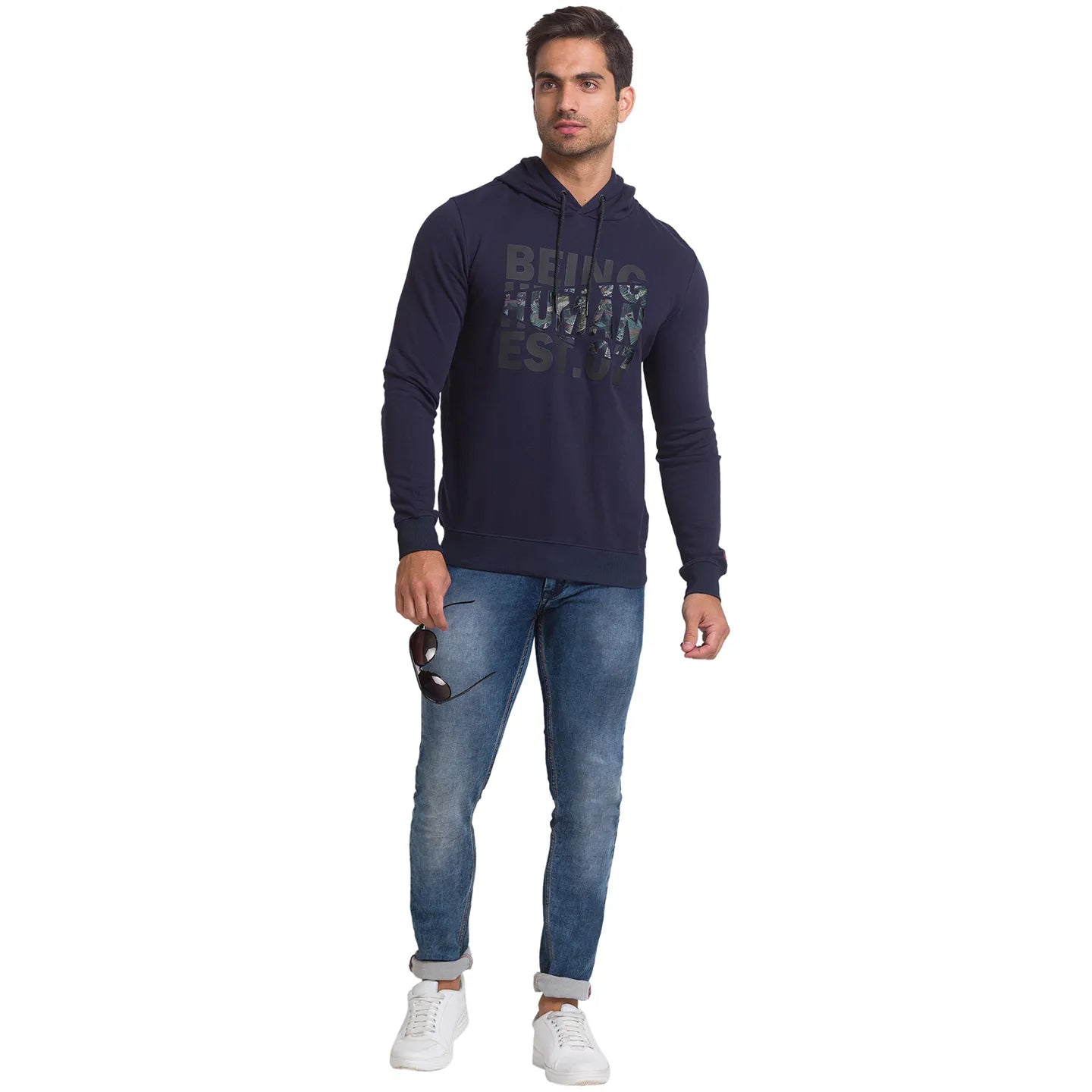 Being Human Clothing Men Regular Fit Hooded Hoody-Navy
