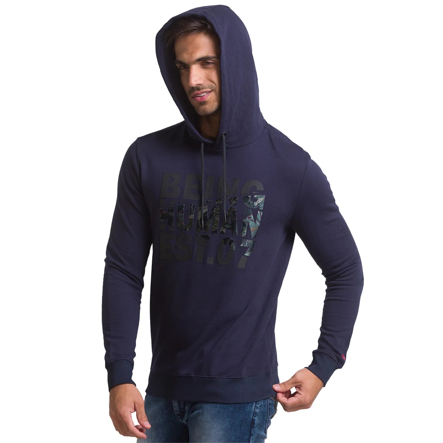 Being Human Clothing Men Regular Fit Hooded Hoody-Navy