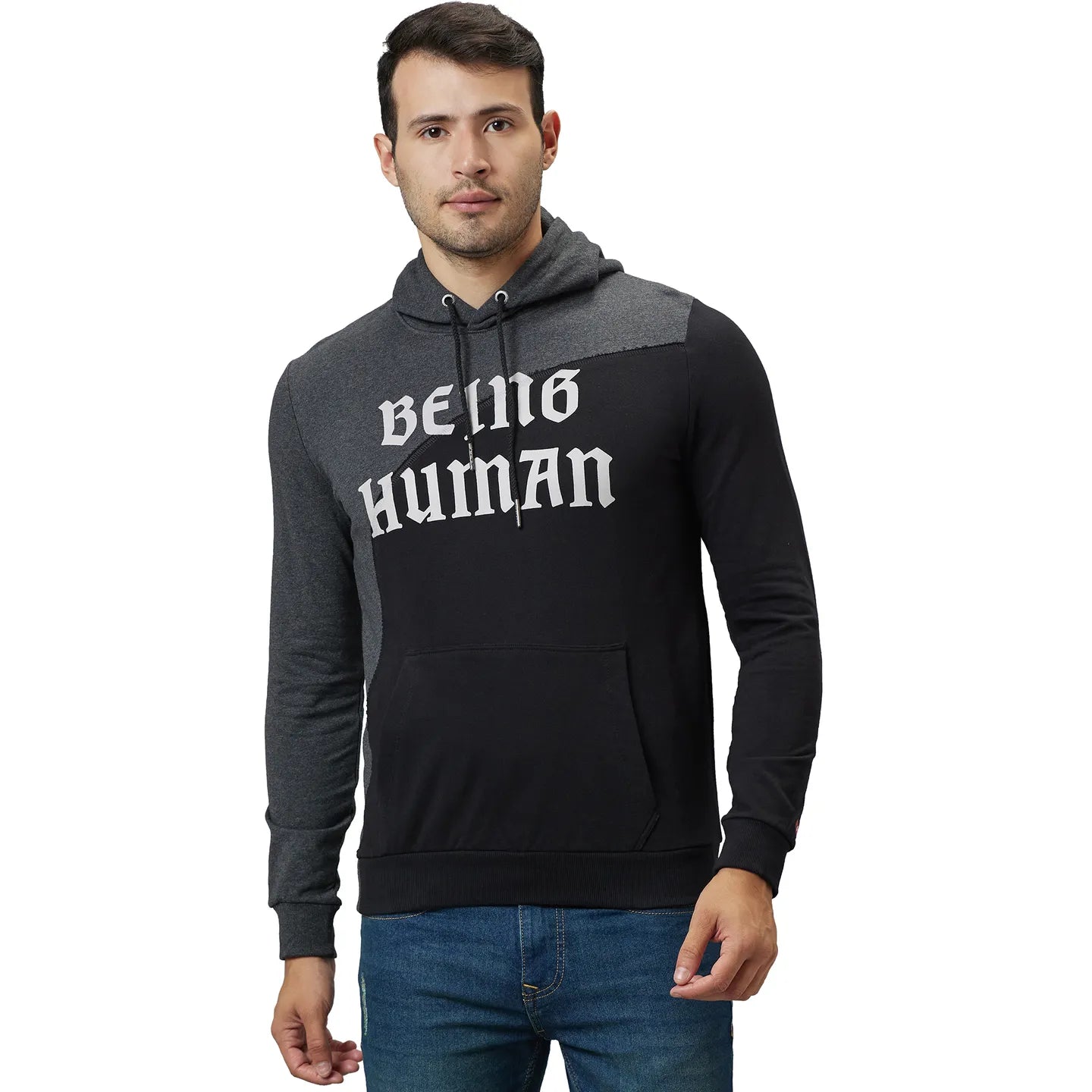 Being Human Clothing Men Regular Fit Hooded Hoody-Anthra Melange