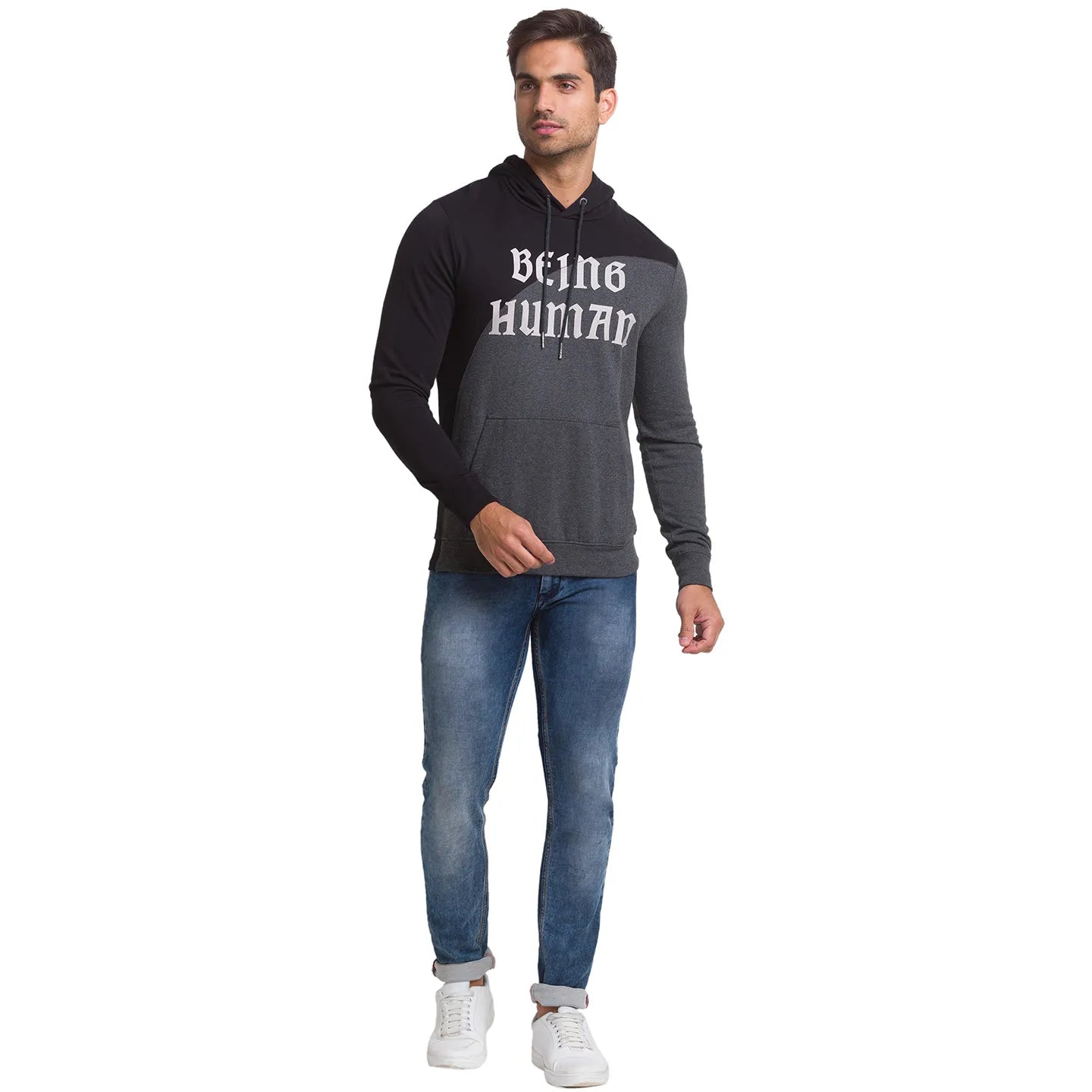 Being Human Clothing Men Regular Fit Hooded Hoody-Black