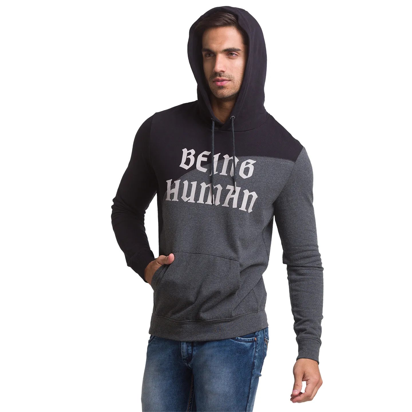 Being Human Clothing Men Regular Fit Hooded Hoody-Black