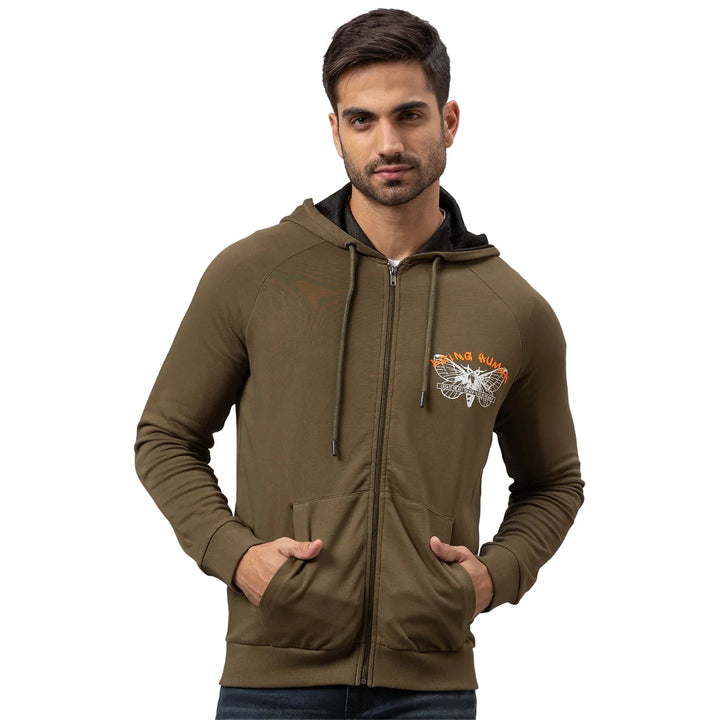 Olive Regular Fit Men's Hoodie by Being Human Clothing