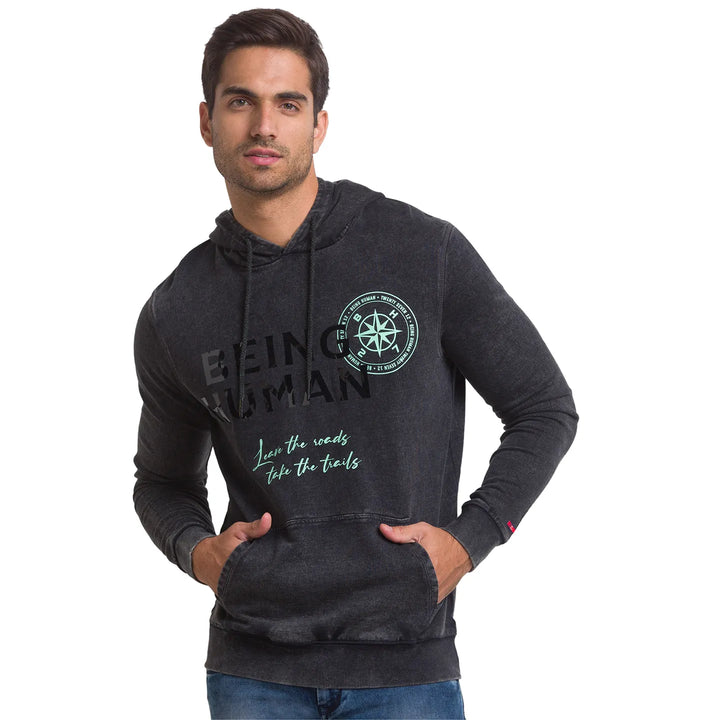 Grey Regular Fit Men's Hoodie by Being Human Clothing