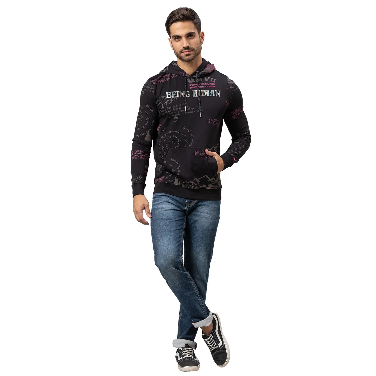 Being Human Clothing Men Regular Fit Hooded Hoody-Black