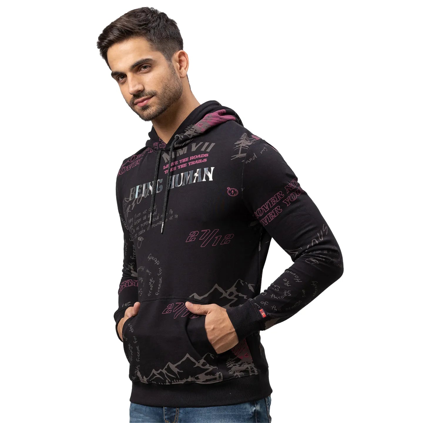 Being Human Clothing Men Regular Fit Hooded Hoody-Black