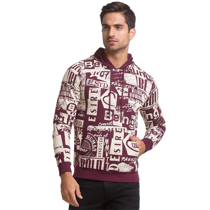 Purple Regular Fit Round Neck Long Sleeves Cotton Men's Hoodie by Being Human Clothing