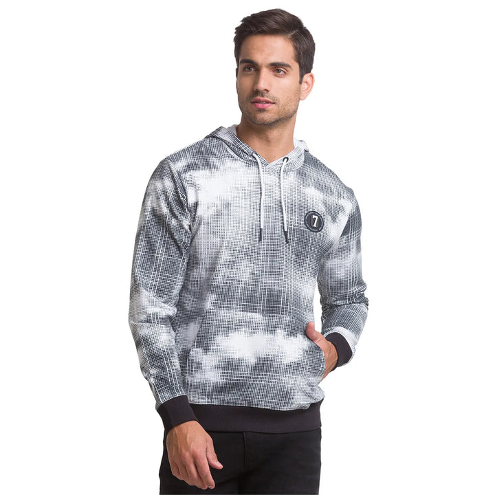 White Regular Fit  Long Sleeves Cotton Men's Hoodie